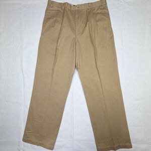 Vintage 90s J. PETERMAN Pants Khaki 100% Cotton Pleated Front Straight 40/32 NWT